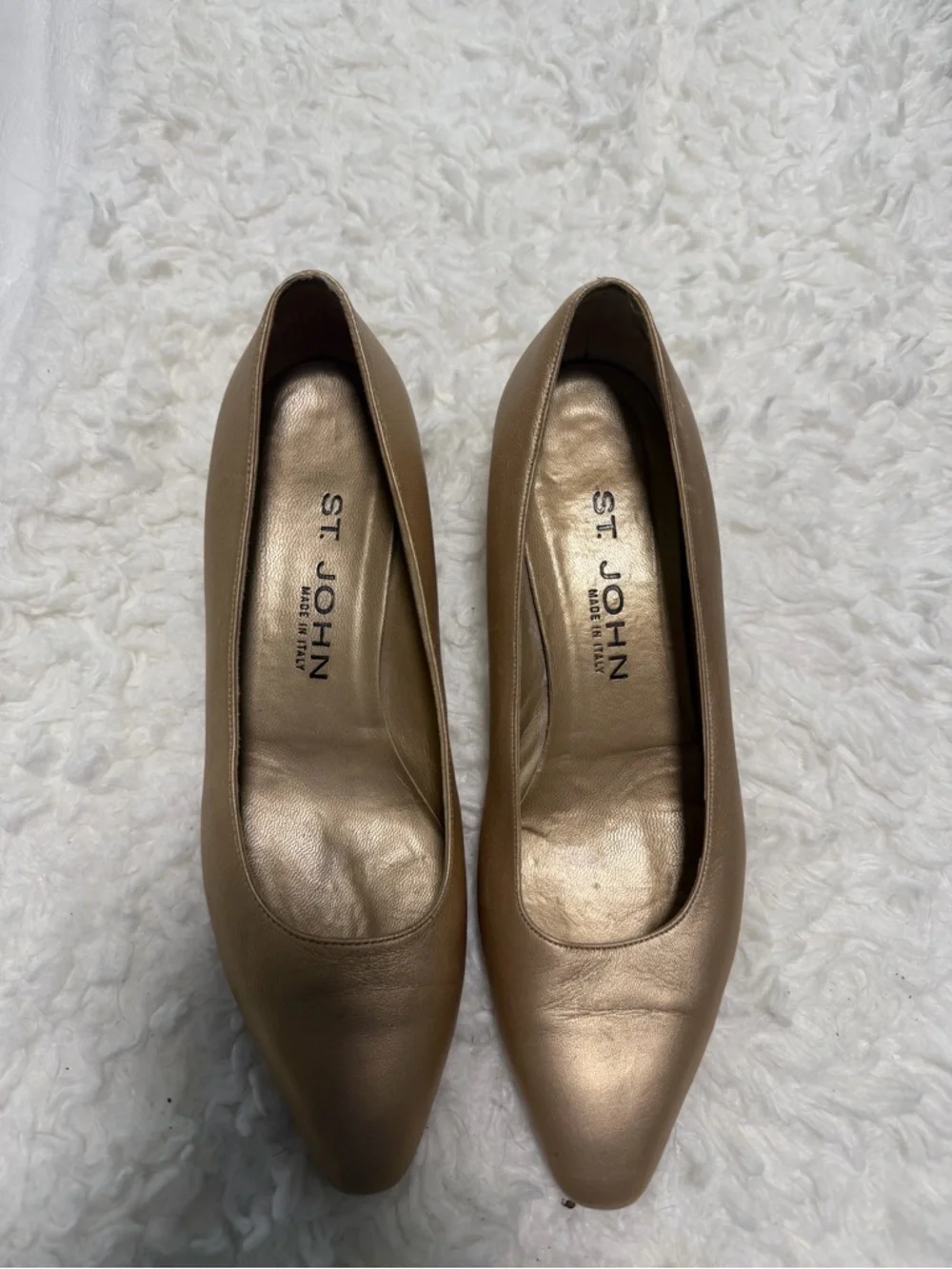 St. John Metallic Taupe Leather Pointed-Toe Pumps - Picture 1 of 5